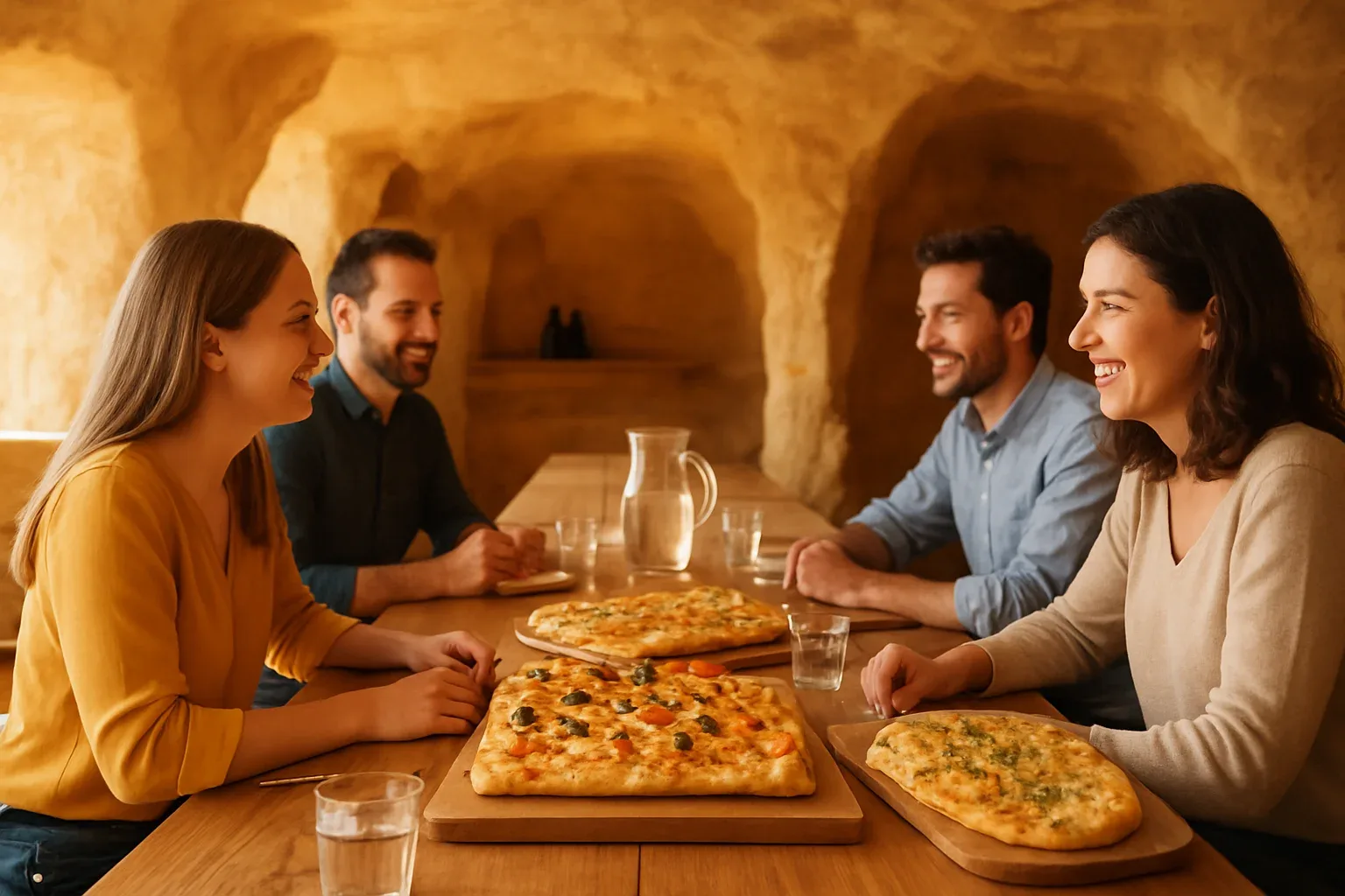 Dinar d'empresa al migdia amb pinses i focaccias per compartir